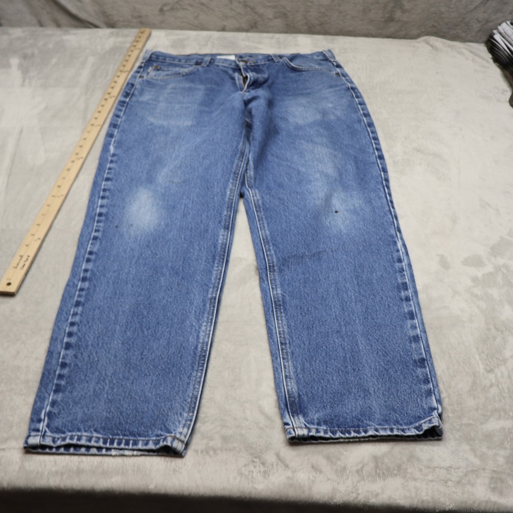 Carhartt Jeans Mens 35x30 Medium Wash Denim Relaxed Fit Classic Fade Whisker VTG